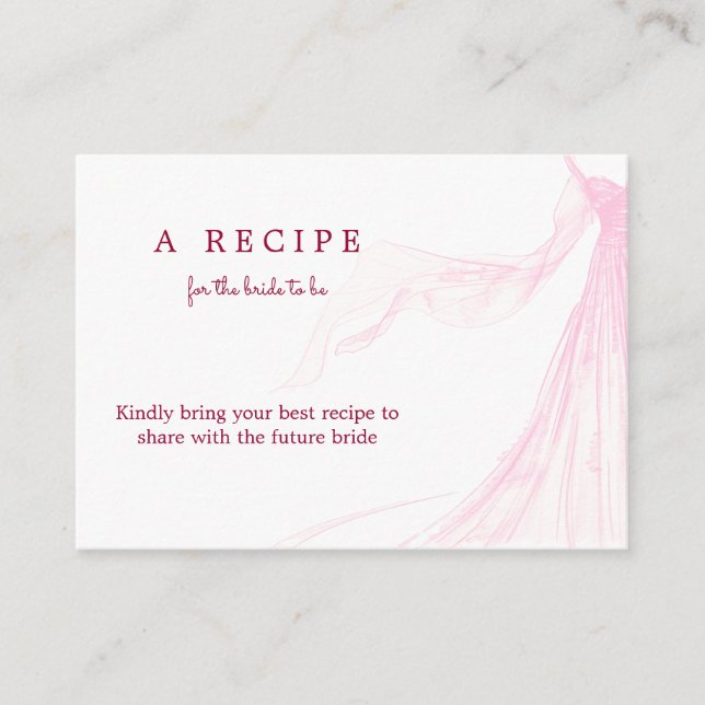 Elegant Soft Pink Bridal Dress Bridal Shower Enclosure Card (Front)