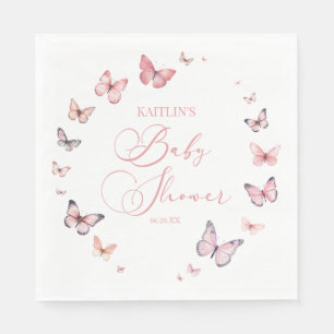 Elegant Soft Pink Butterfly Baby Shower  Napkin