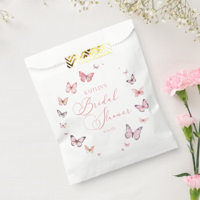 Elegant Soft Pink Butterfly Bridal Shower  Favour Bags (Sealed)