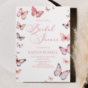 Elegant Soft Pink Butterfly Bridal Shower  Invitation