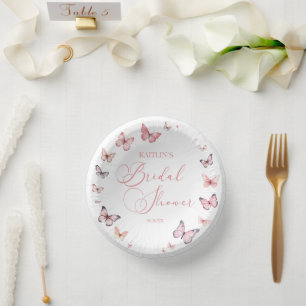 Elegant Soft Pink Butterfly Bridal Shower Paper Plate
