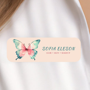 Elegant Soft Pink Butterfly Professional Salon  Name Tag