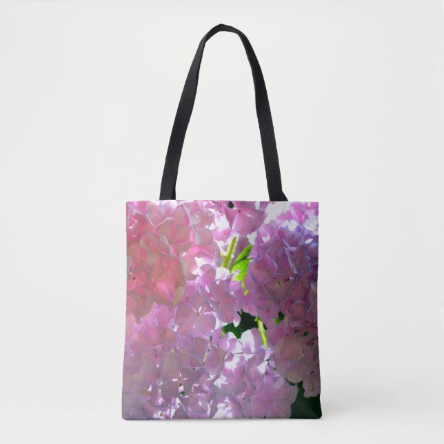 Elegant soft pink floral beautiful pink hydrangeas tote bag (Front)