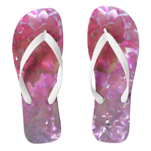 Elegant soft pink florals pink hydrangeas roses flip flops