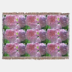 Elegant soft pink florals pink hydrangeas roses throw blanket