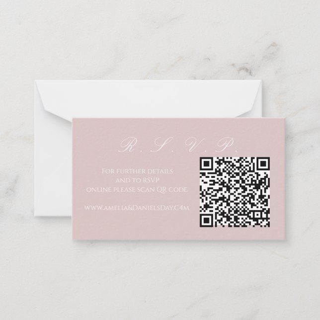 Elegant Soft Pink Online RSVP Note Card (Front)