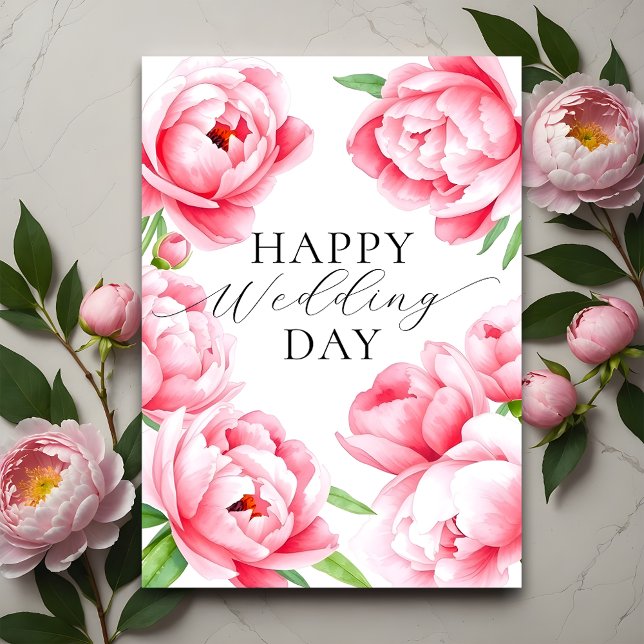 Elegant Soft Pink Peony Wedding Congratulations Card (Creator Uploaded)