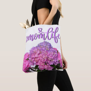 Elegant soft pink purple floral hydrangeas tote bag