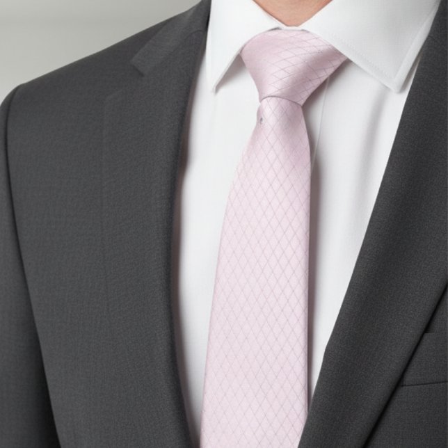 Elegant Soft Pink Silver Diamond Pattern Tie (Creator Uploaded)