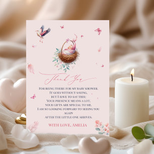 Elegant Soft Pink Stork Thank You Card