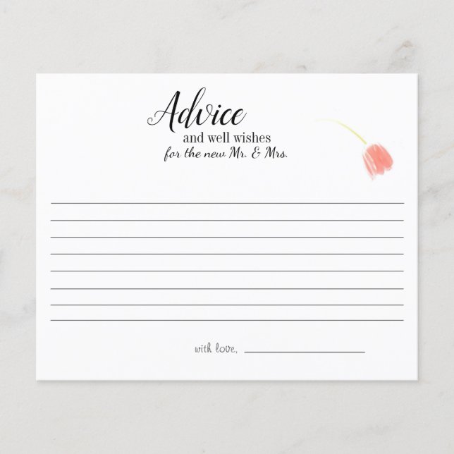 Elegant Soft Pink Tulips Advice Card (Front)