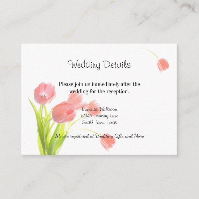 Elegant Soft Pink Tulips Enclosure Card (Front)