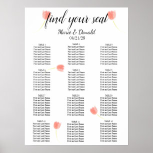 Elegant Soft Pink Tulips Seating Chart