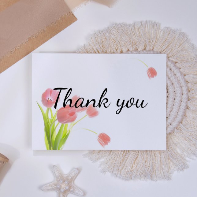 Elegant Soft Pink Tulips Thank You Card (Creator Uploaded)