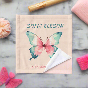 Elegant Soft Pink Watercolor Butterfly Salon Wash Cloth