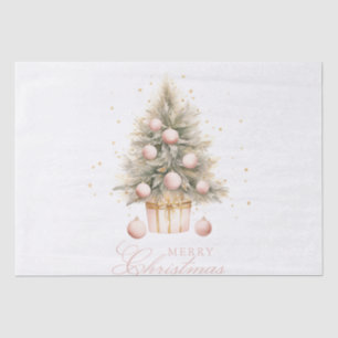 Elegant Soft Pink Watercolor Merry Christmas Tree Tissue Paper