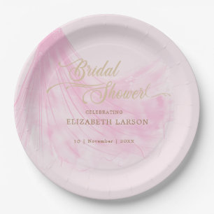 Elegant Soft Pink Wedding Dress Bridal Shower Paper Plate