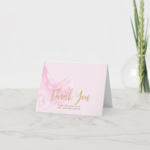Elegant Soft Pink Wedding Dress Bridal Shower Thank You Card