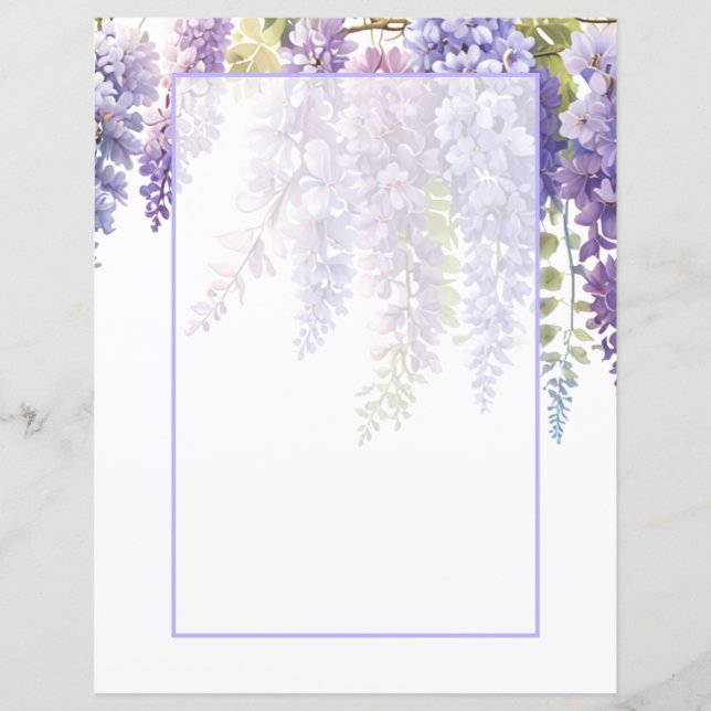 Elegant soft purple  watercolor floral wisteria (Front)