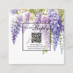 Elegant soft purple watercolor wisteria QR code Enclosure Card