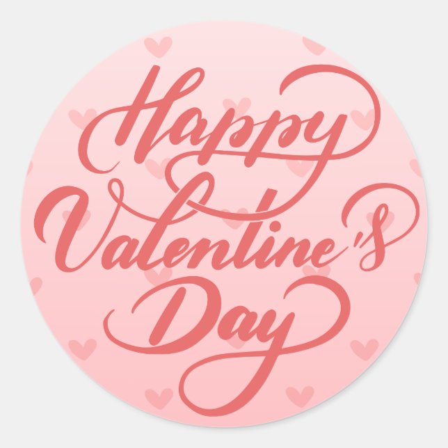 Elegant Soft Red Happy Valentine's Day Stickers (Front)