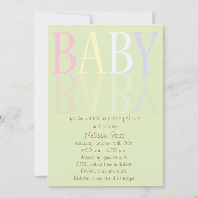 Elegant, Soft Reflection Baby Shower Invites (Front)