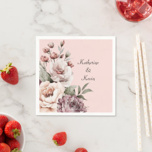 Elegant Soft Rose Maroon Floral Design Napkin