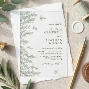 Elegant Soft Sage Green Leaves Botanical Wedding Acrylic Invitations