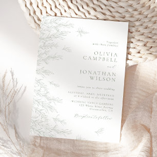 Elegant Soft Sage Green Leaves Botanical Wedding Invitation