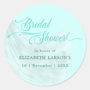Elegant Soft Turquoise Wedding Dress Bridal Shower Classic Round Sticker