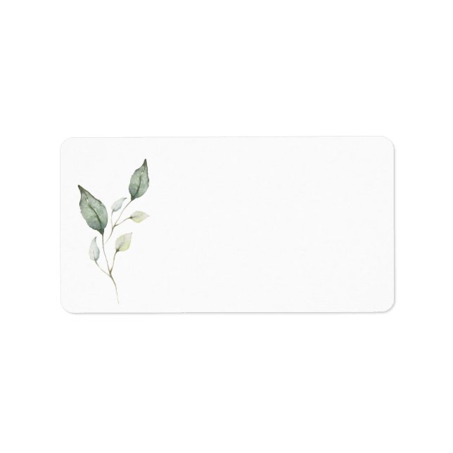 Elegant Soft Watercolor Green Leaves Wedding Label (Front)