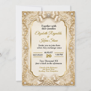 Elegant Soft White Lace Wedding Invitation