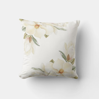 Elegant Soft White Magnolia Flower Pillow Cover