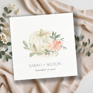 Elegant Soft White Pumpkin Blush Floral Wedding Napkin