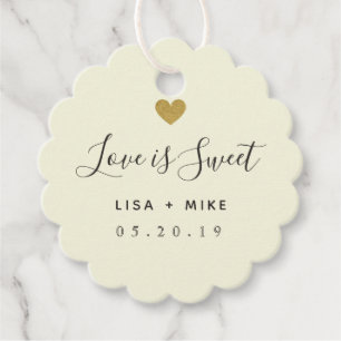 Elegant Soft Yellow Love is Sweet Wedding Favour Tags