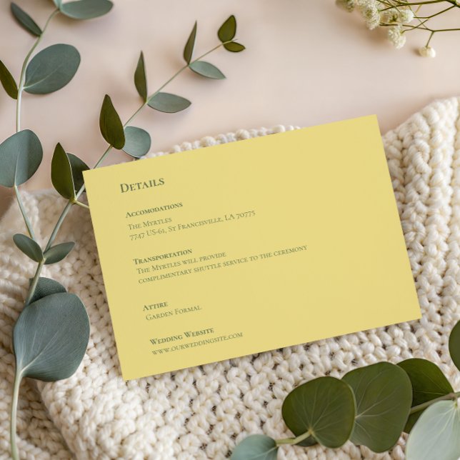 Elegant Soft Yellow Wedding Details Card (Creator Uploaded)