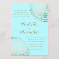 Elegant Solar Mandala Wedding Invitations Gold