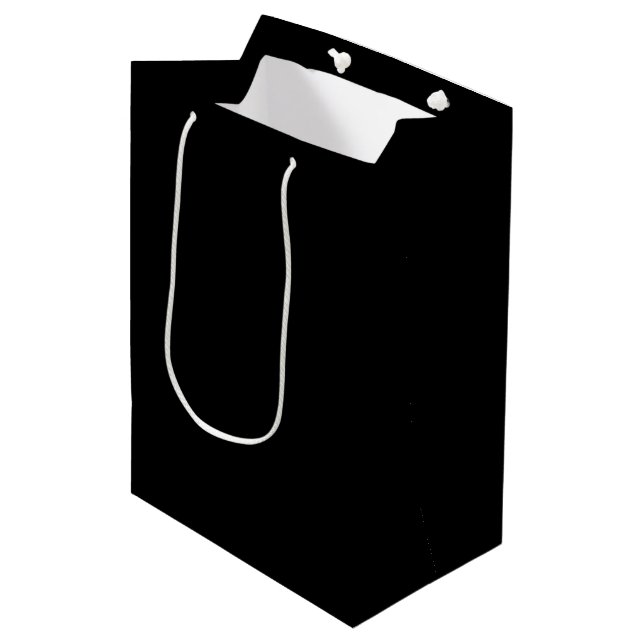 Elegant Solid Black Medium Gift Bag (Front Angled)