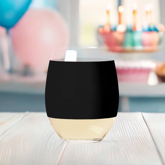 Elegant Solid Black Stemless Wine Glass (Insitu (Baby Shower))