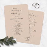 Elegant Solid Champagne Wedding Ceremony Program Programme<br><div class="desc">Simple Elegant Solid Champagne Wedding Ceremony Program. This modern minimal Order of Services Card is simple classic and elegant with a plain solid background colour and a pretty signature script calligraphy font with tails. Shown in the new Colorway. Available in several colour options, or feel free to edit the colours...</div>