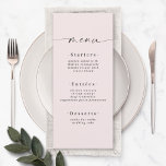 Elegant Solid Colour Blush Powder Pink Wedding Menu<br><div class="desc">Simple Elegant Solid Colour Blush Powder Pink Wedding Menu. This modern chic Menu Card is simple classic and elegant with a plain solid colour background and a pretty signature script calligraphy font with tails. Shown in the new Colorway. With a pretty monogram on the back side. Available in several colour...</div>