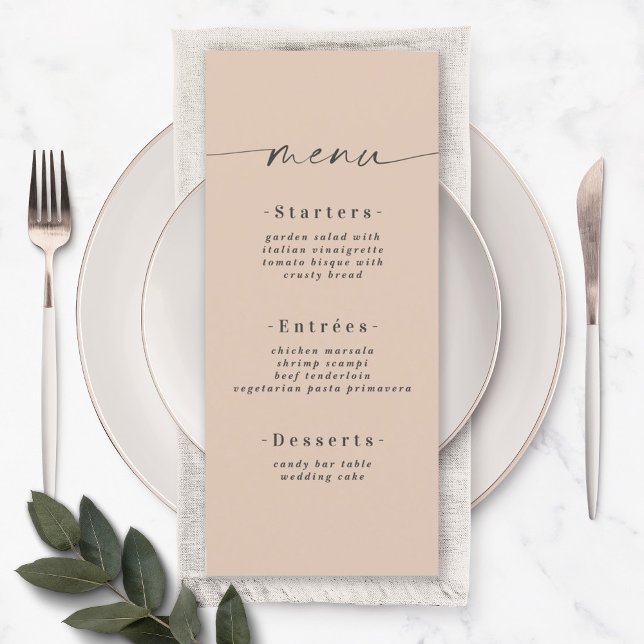 Elegant Solid Colour Dusty Champagne Gold Wedding Menu (Creator Uploaded)