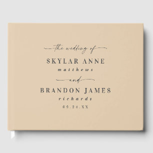 Elegant Solid Colour Dusty Yellow Gold Wedding Guest Book