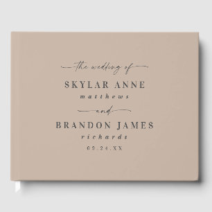 Elegant Solid Colour Taupe Sand Beige Wedding Guest Book