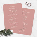 Elegant Solid Dusty Rose Wedding Ceremony Program Programme<br><div class="desc">Simple Elegant Solid Dusty Rose Pink Wedding Ceremony Program. This modern minimal Order of Services Card is simple classic and elegant with a plain solid background colour and a pretty signature script calligraphy font with tails. Shown in the new Colorway. Available in several colour options, or feel free to edit...</div>