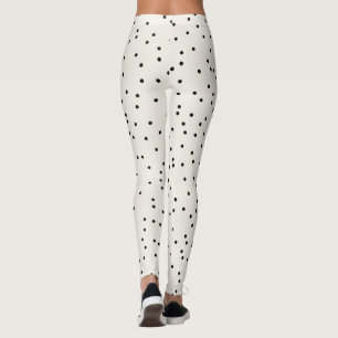 Elegant Solid Ivory Black Polka Dots Cute Pattern  Leggings