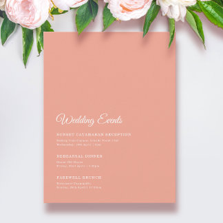Elegant Solid Peach Wedding Weekend Enclosure Card