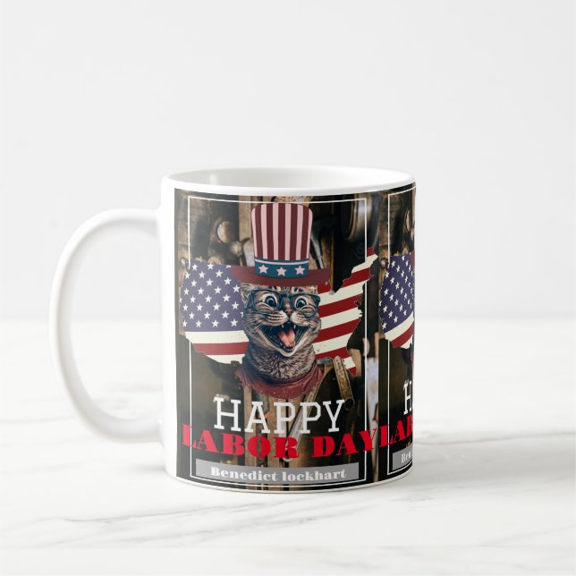 Elegant Solidarity worker Labour Day with USA flag Coffee Mug (Left)