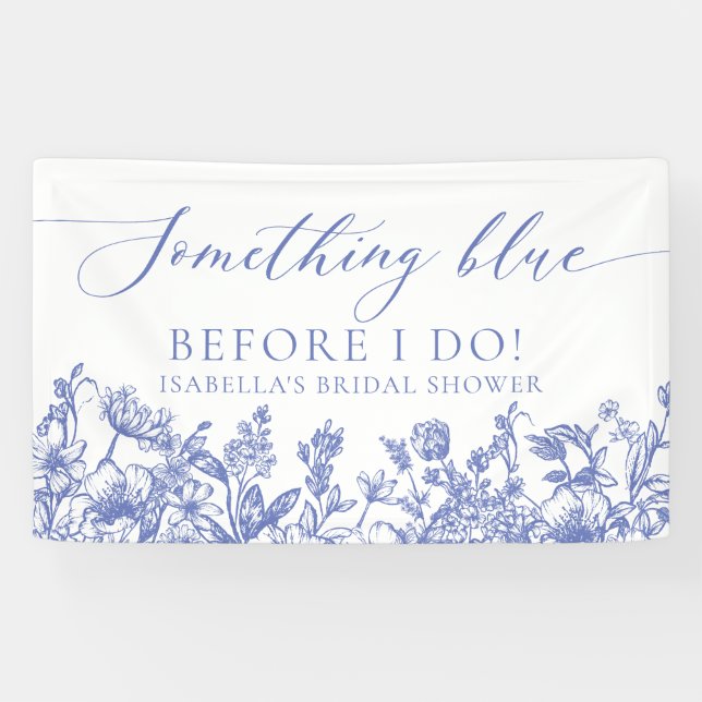 Elegant Something Blue Before I Do Bridal Shower Banner (Horizontal)
