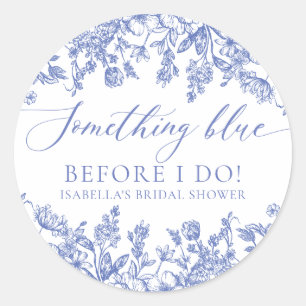 Elegant Something Blue Before I do Bridal Shower Classic Round Sticker